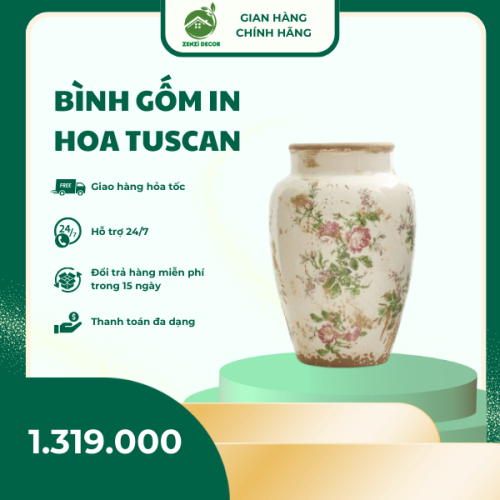 Bình gốm in hoa Tuscan